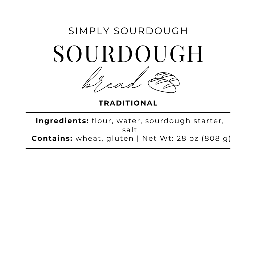 Traditional sourdough bread packaging label