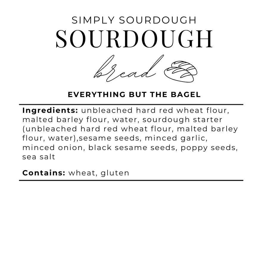 Everything But The Bagel sourdough bread packaging label